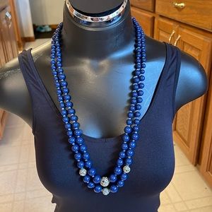 Talbots double strand navy necklace